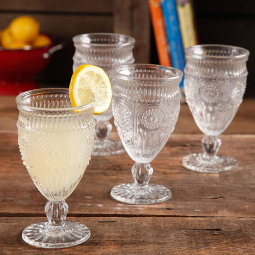Set of 4 -12-Ounce Footed Glass Goblets