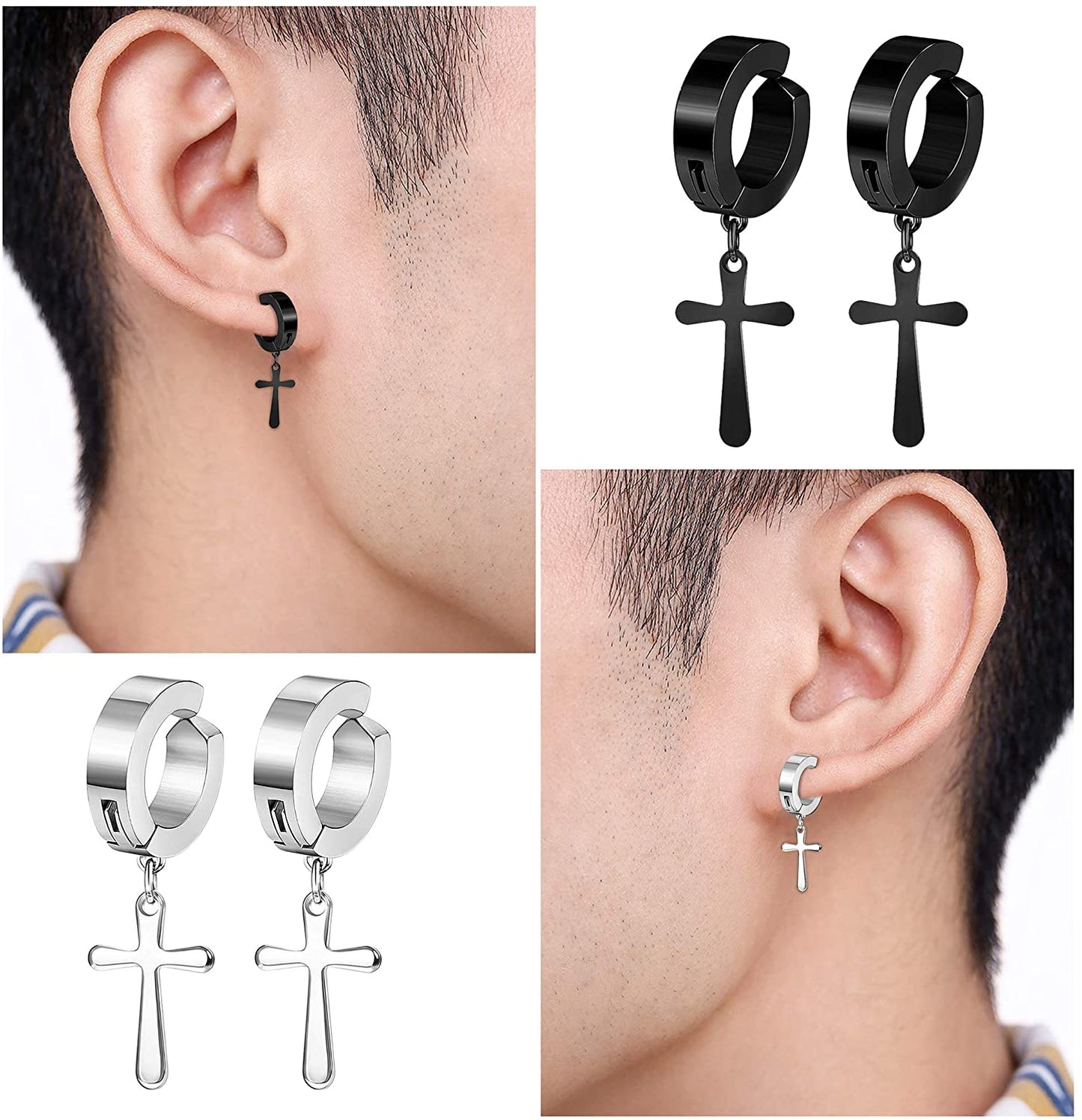 10 Pairs Stud Hoop Dangle Earrings Set for Men/Women