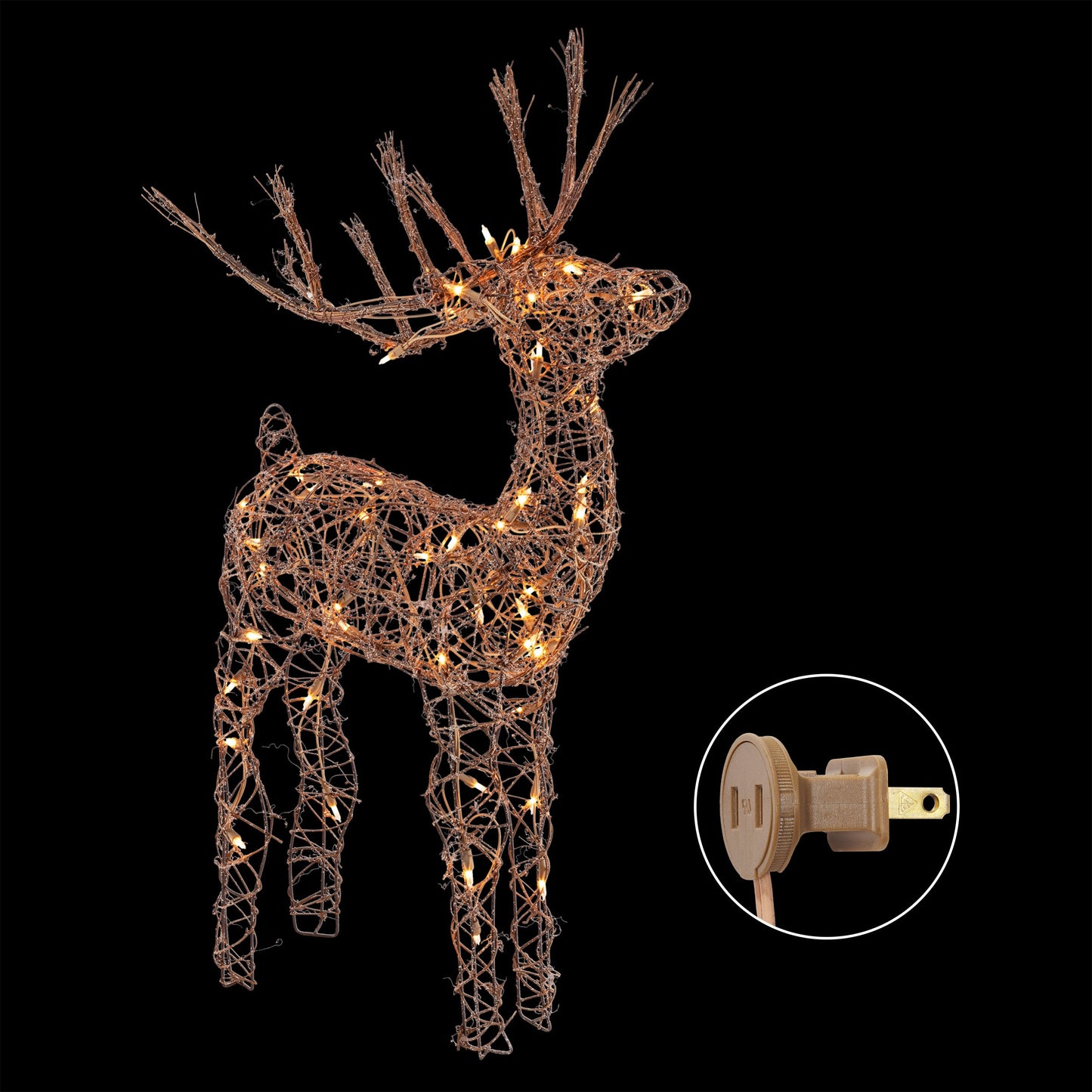 Rattan Reindeer with Halogen Lights Christmas Decoration