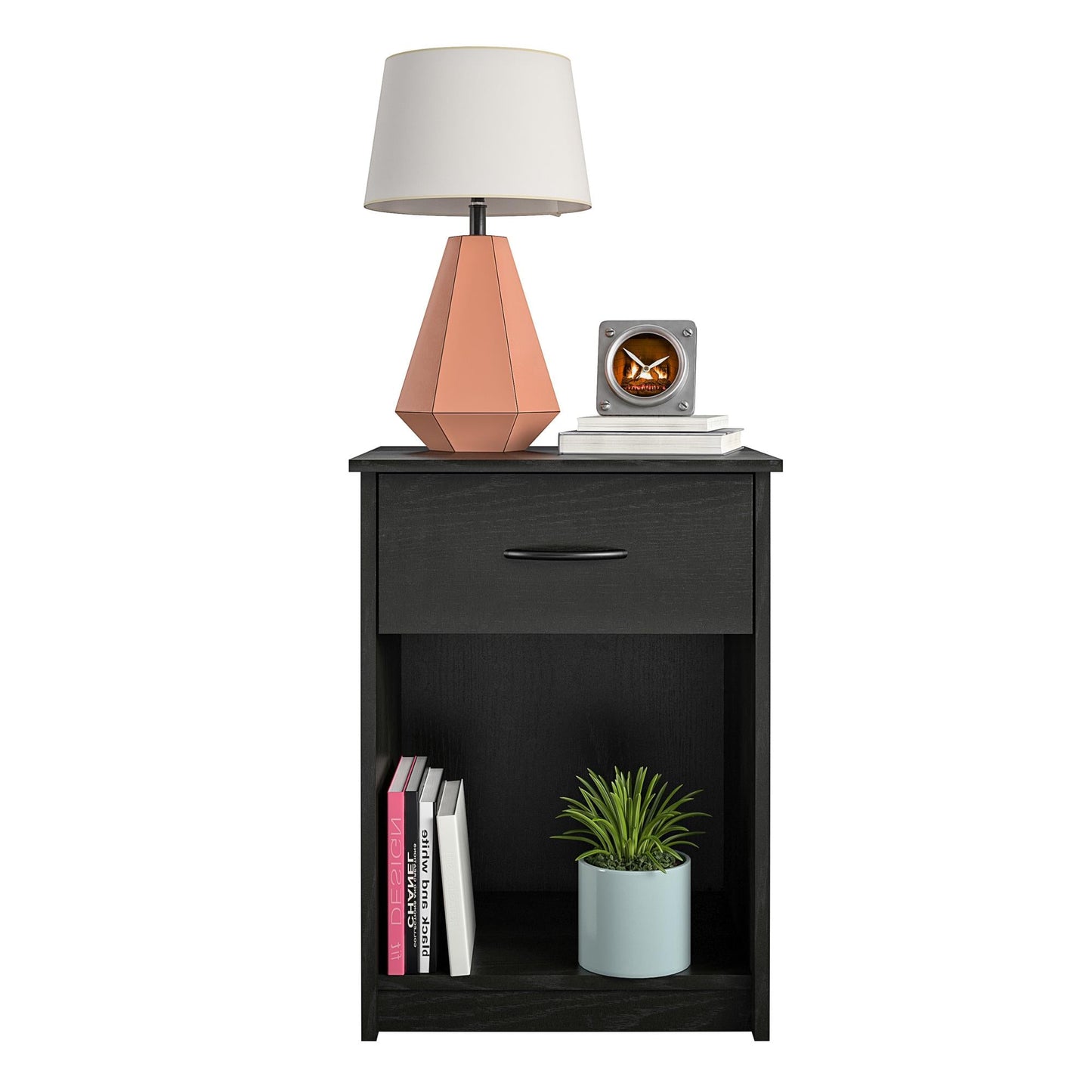 Nightstand with Drawer, White