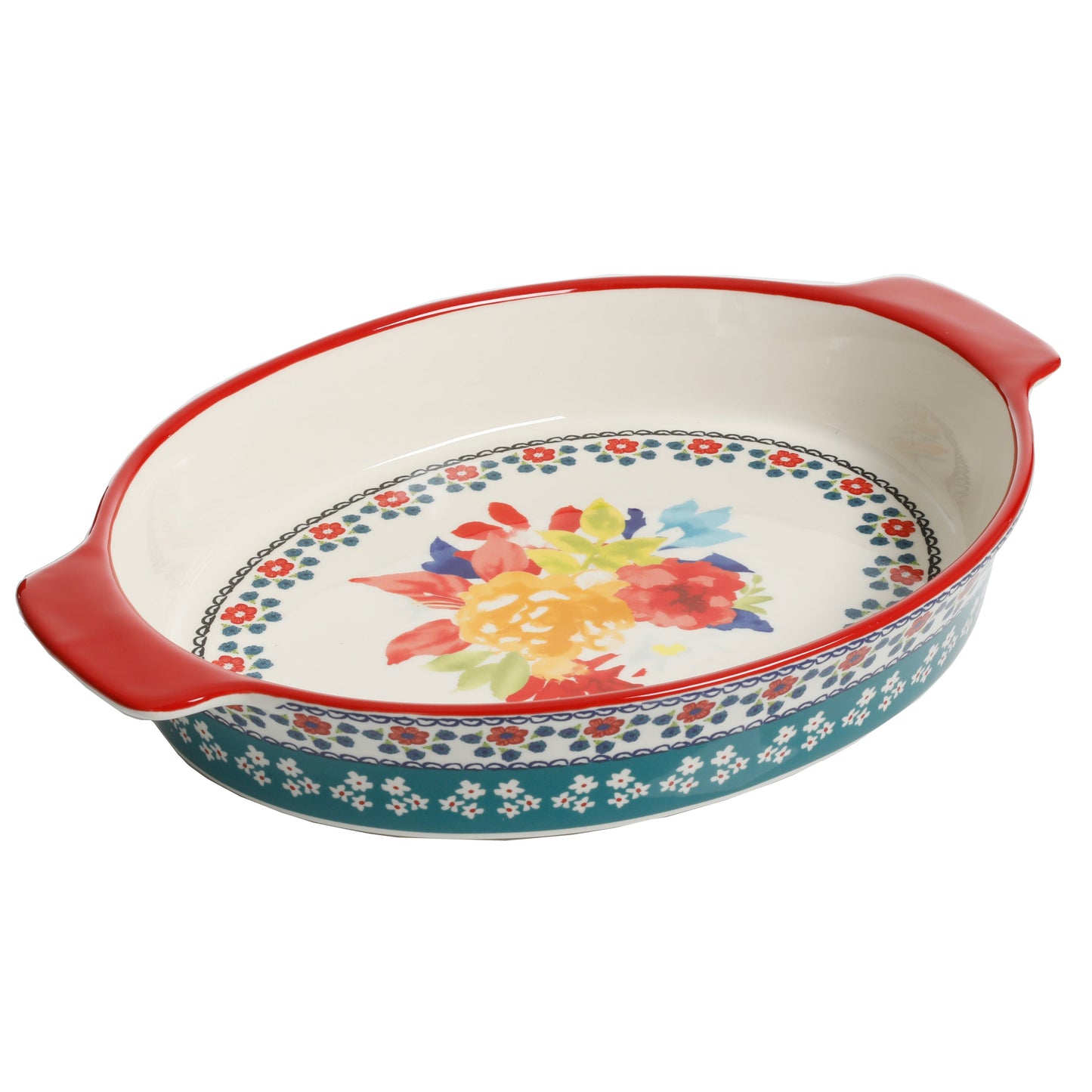 Floral 2-Piece Ceramic Oval Bakers Set