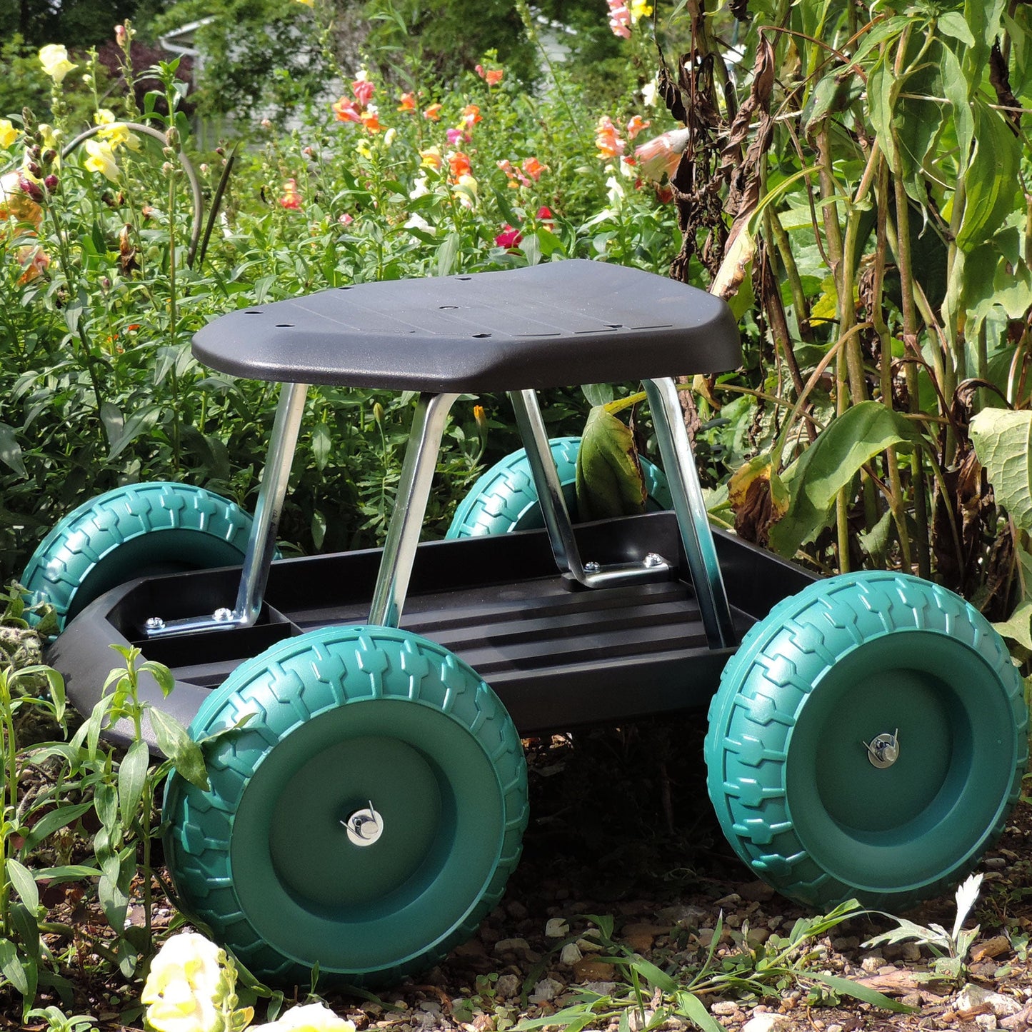 Garden Rolling Garden Work Scooter w/ Tool Tray