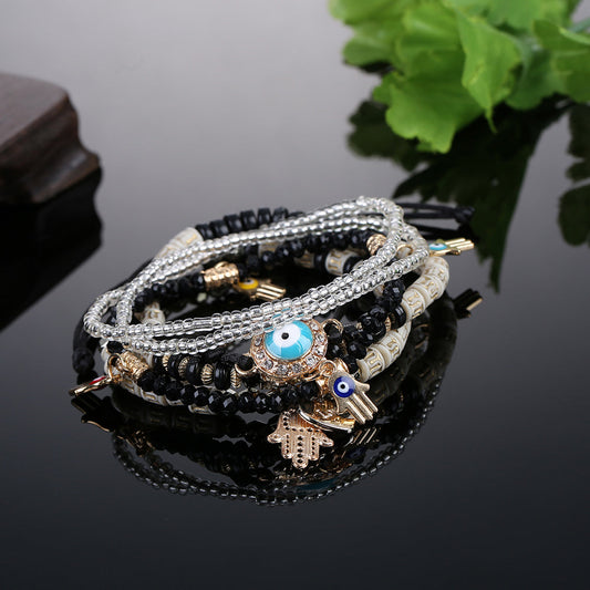 Lucky Hamsa Hand Blue Evil Eye Bracelets for Women
