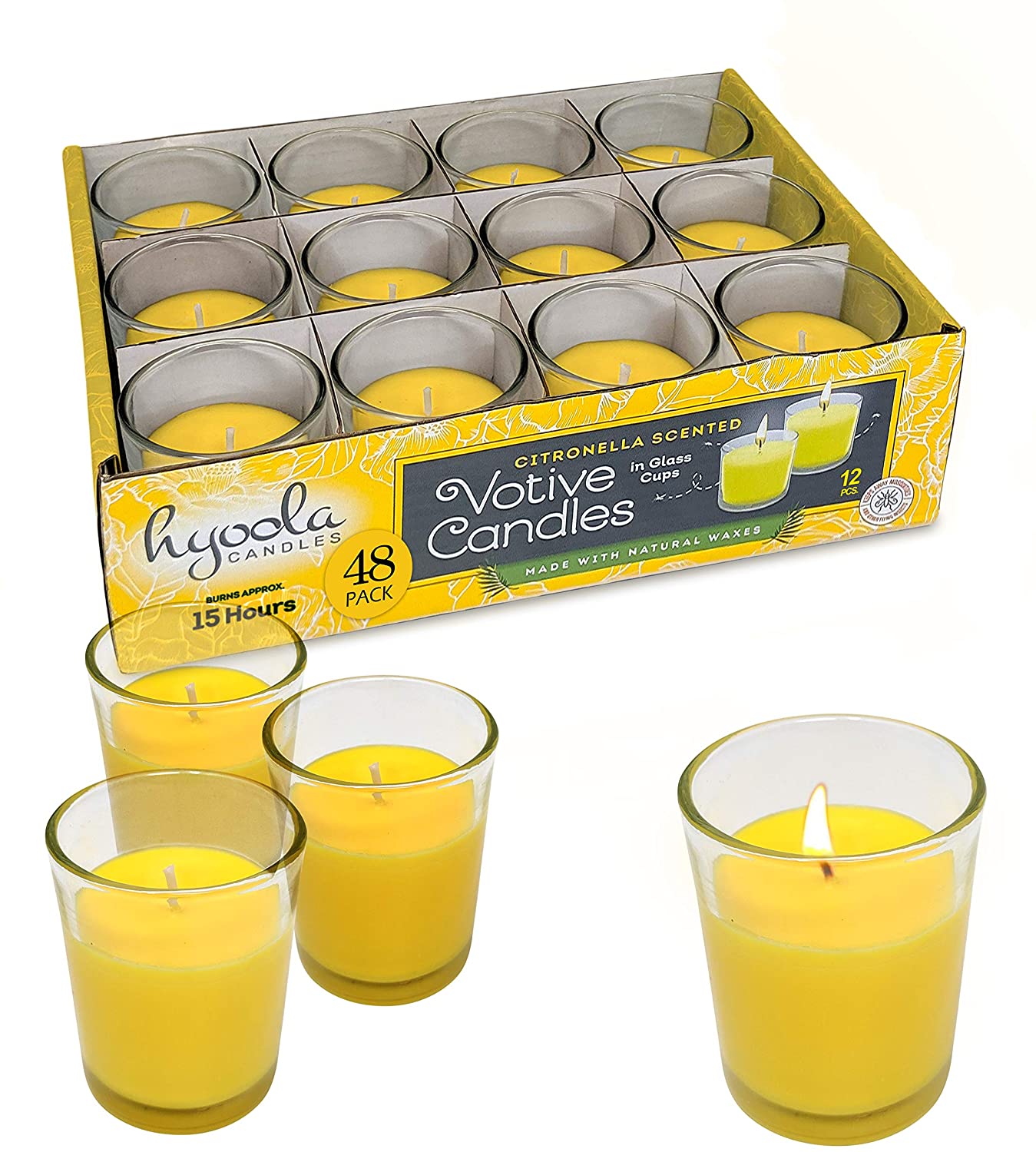 15 Hour Citronella Scented Votive Candles - Bug Repellant