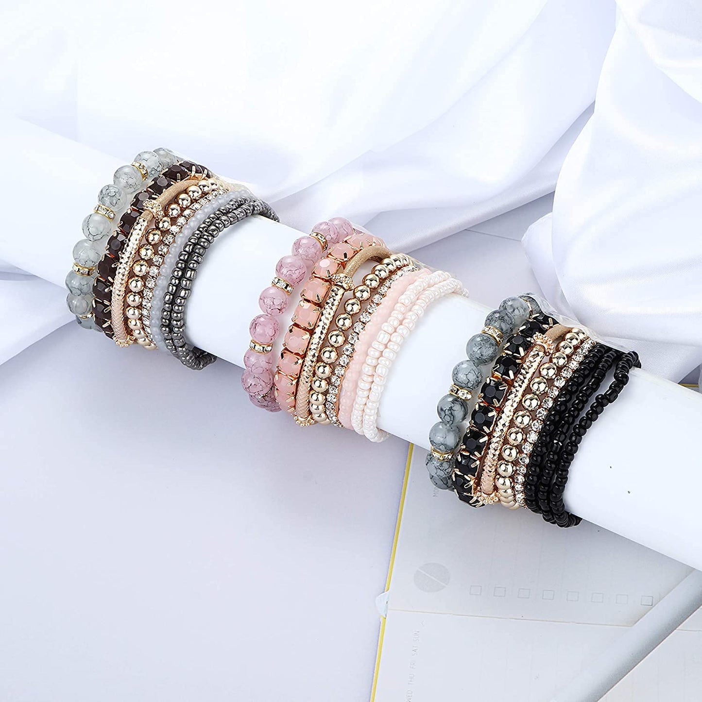 2-4 Sets Beaded Stackable Aesthetic Stretch Multilayered Bohemian Bracelets Set