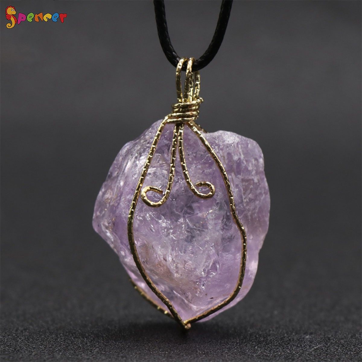 Natural Raw Amethyst Stone Pendant Necklace