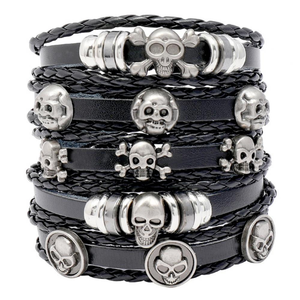 Skull Stretchable Punk Bracelet, Halloween Accessory  for Men/Women