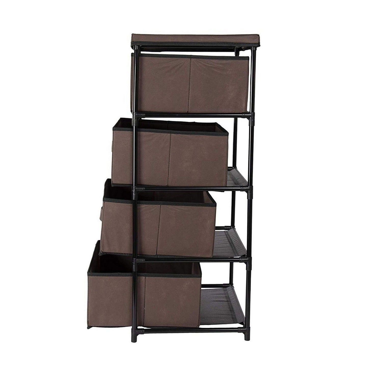 4 Layer Cabinet Clothes Organizer Storage w/  Dark Brown