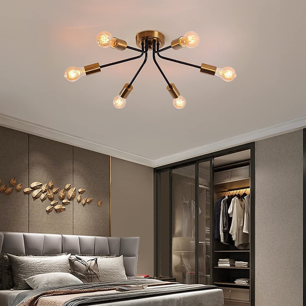 6-Light Semi Flush Sputnik Mount Ceiling Light Fixture