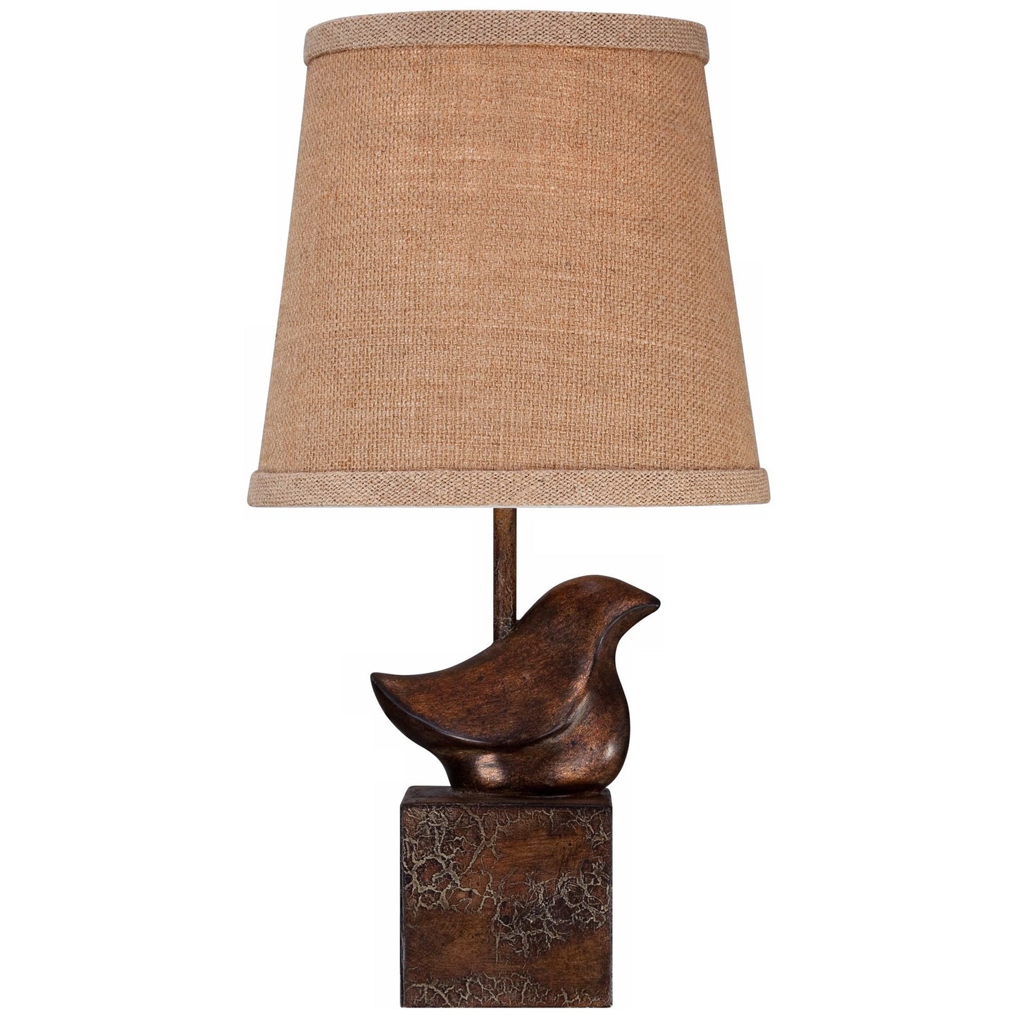 Cottage Accent Table Lamp 15 1/2" High Bronze Crackle Bird Burlap