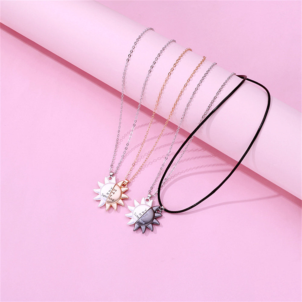 Magnetic Couple Necklace Matching Sunflower Necklaces for Him & Her