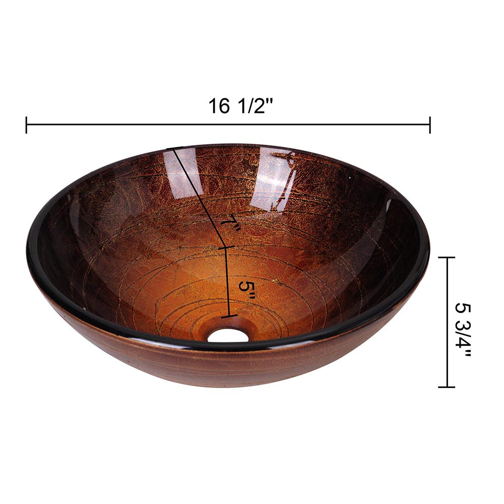 Bathroom Tempered Glass Round Vessel Sink