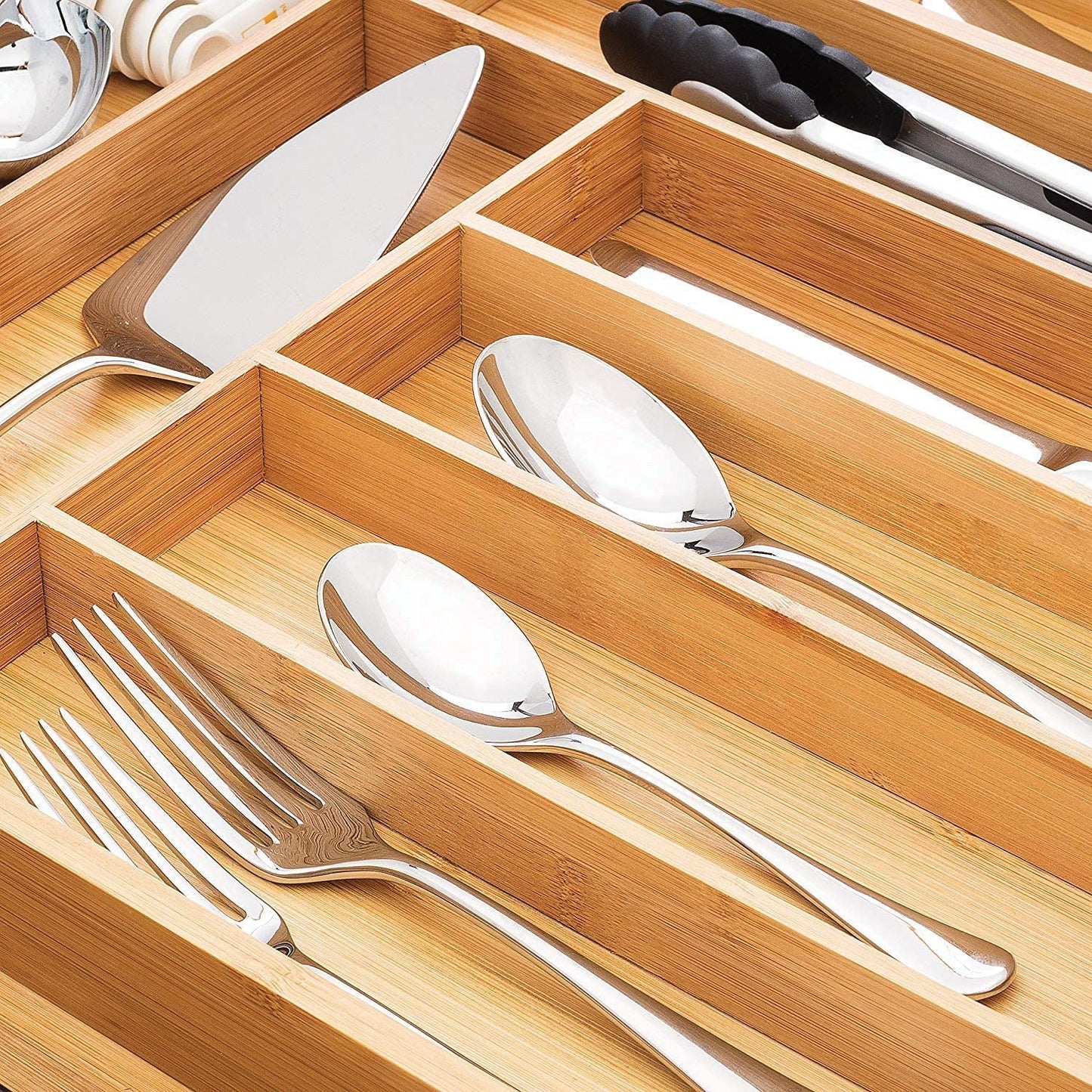 Bamboo Expandable Drawer Organizer - 100% Pure Bamboo