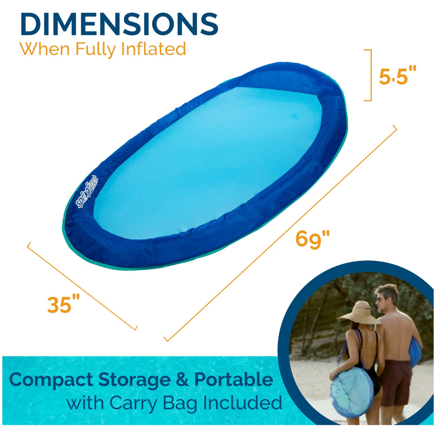 Inflatable Pool Lounge Chair for Ages 15+, Blue