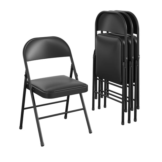 Vinyl Folding Chair (4 Pack), Black