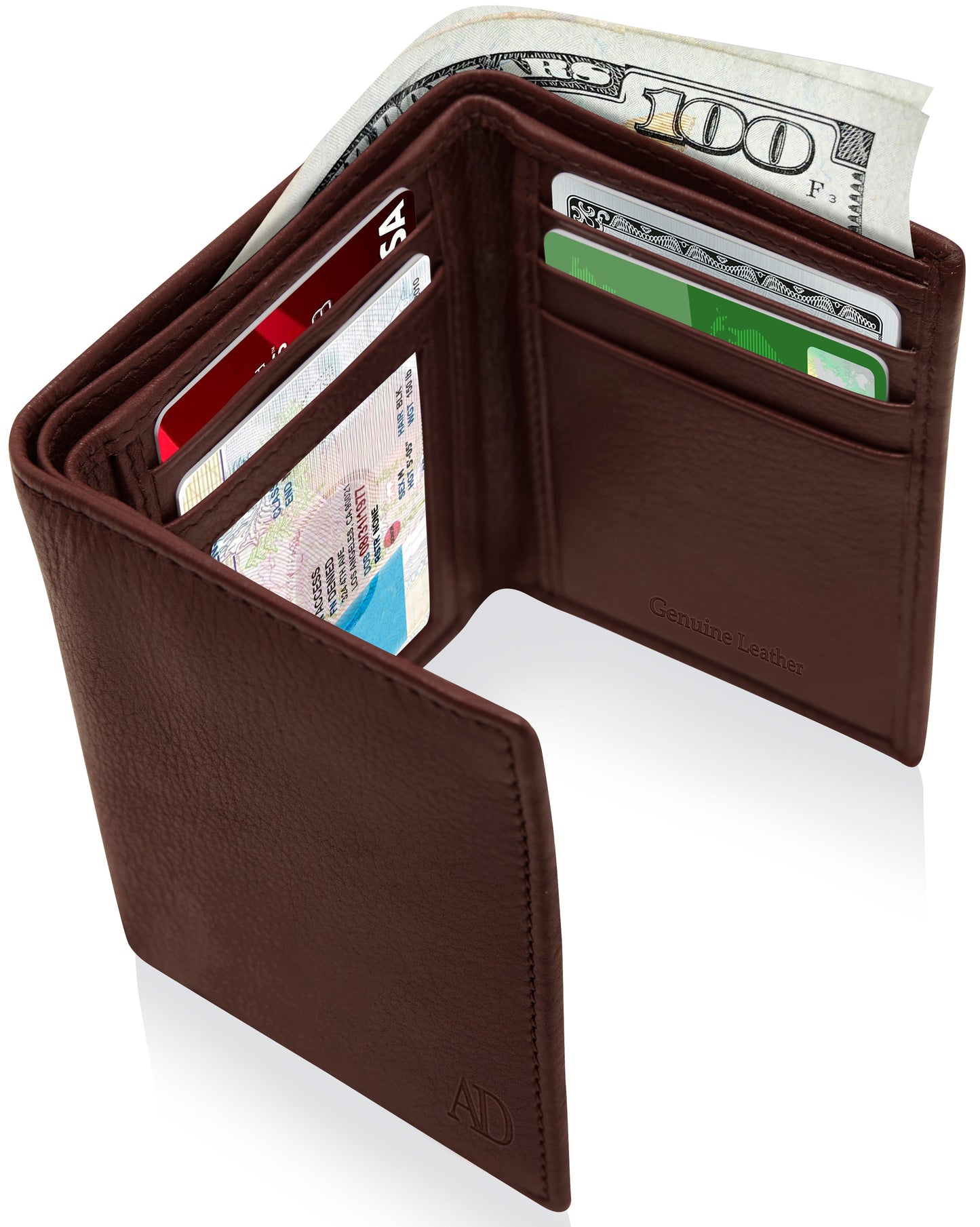 Genuine RFID Leather Slim Trifold Wallets For Men