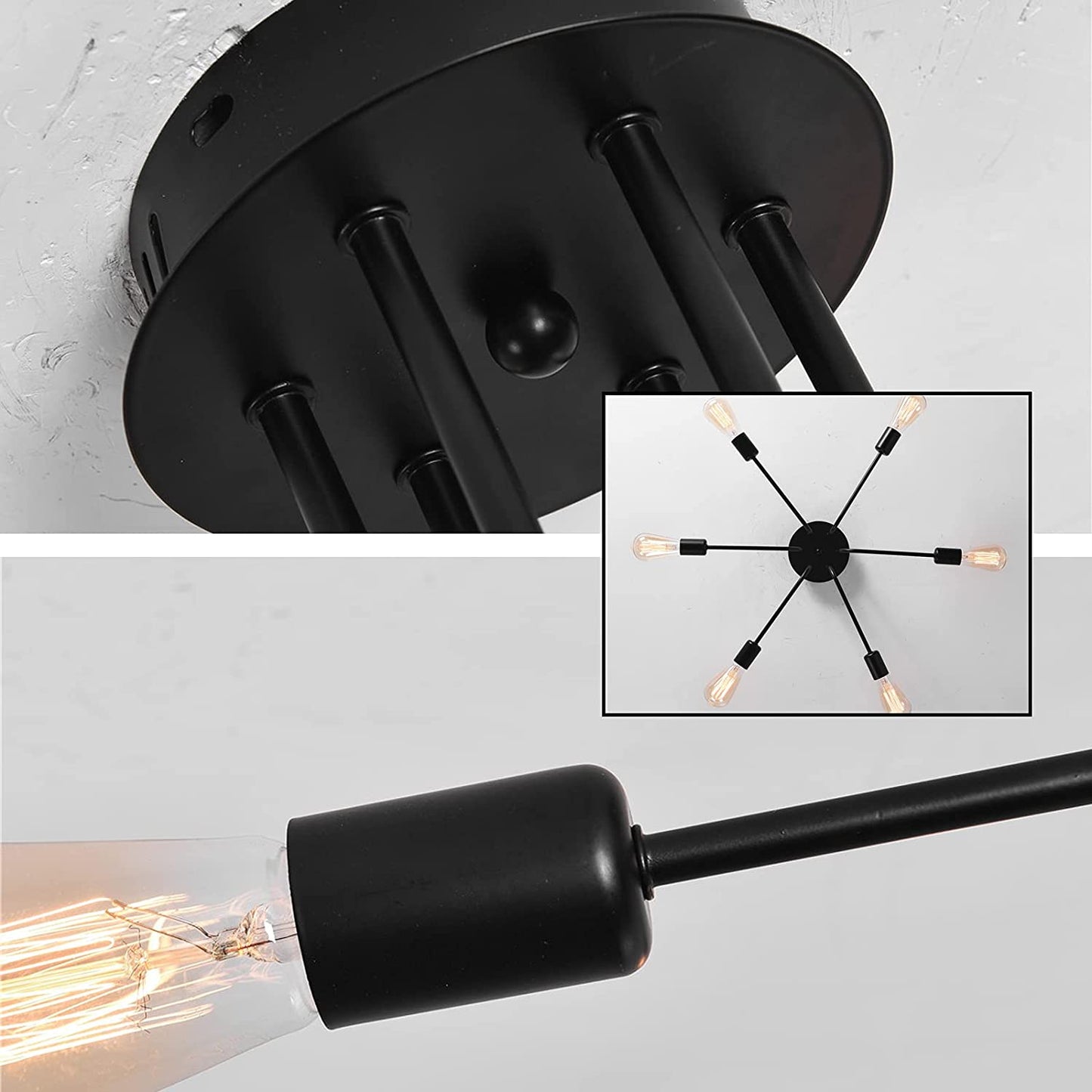 6-Light Semi Flush Sputnik Mount Ceiling Light Fixture