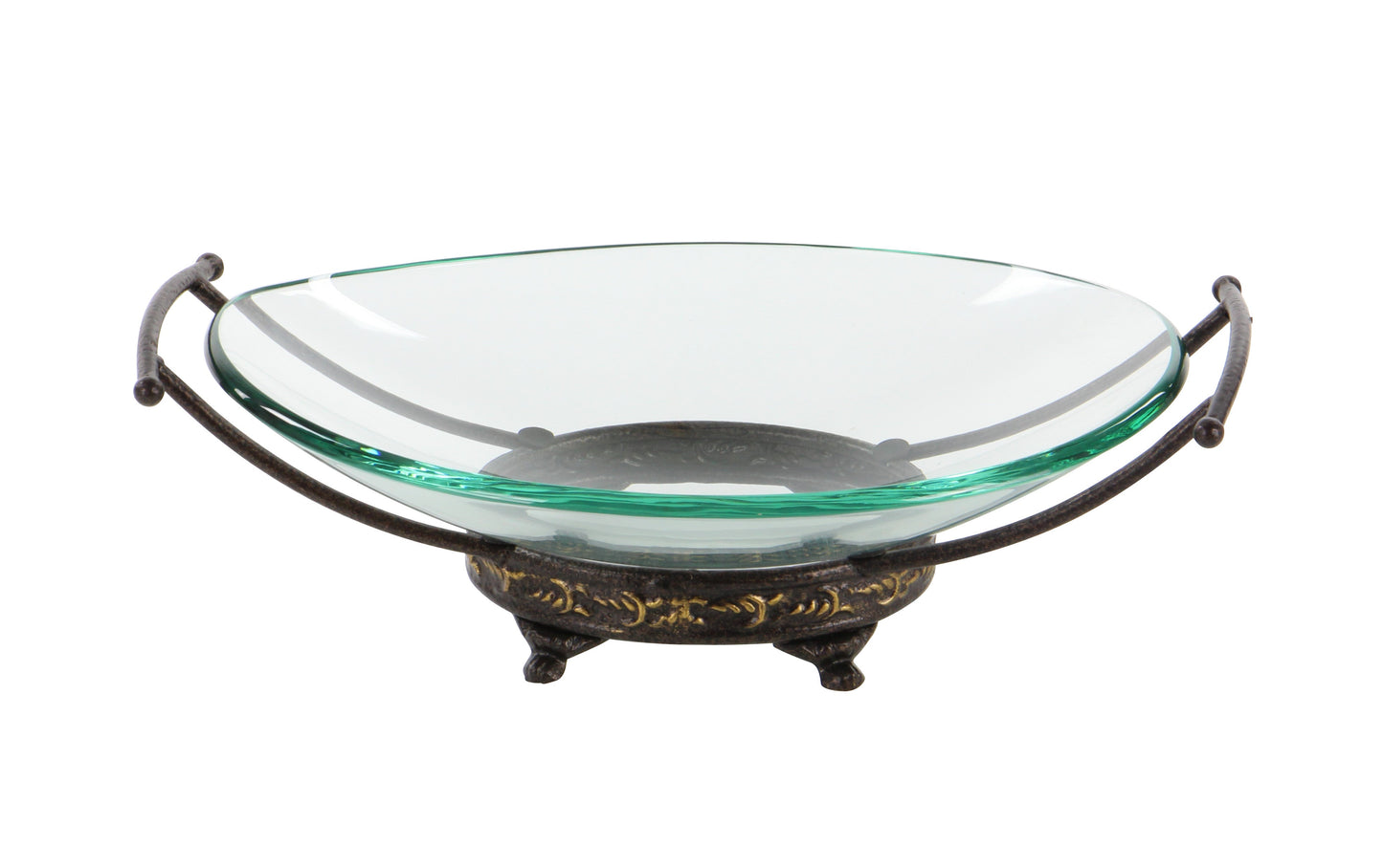 17" x 5" Gold Glass Traditional Serving Bowl