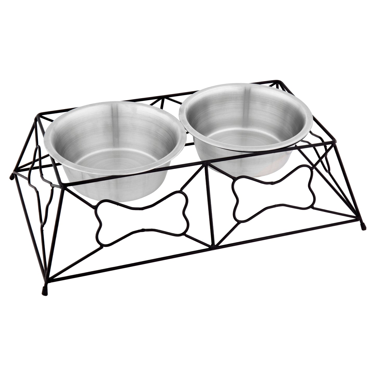 Iron Bone Elevated Pet Diner with Steel Bowls, Large, 54 fl oz.