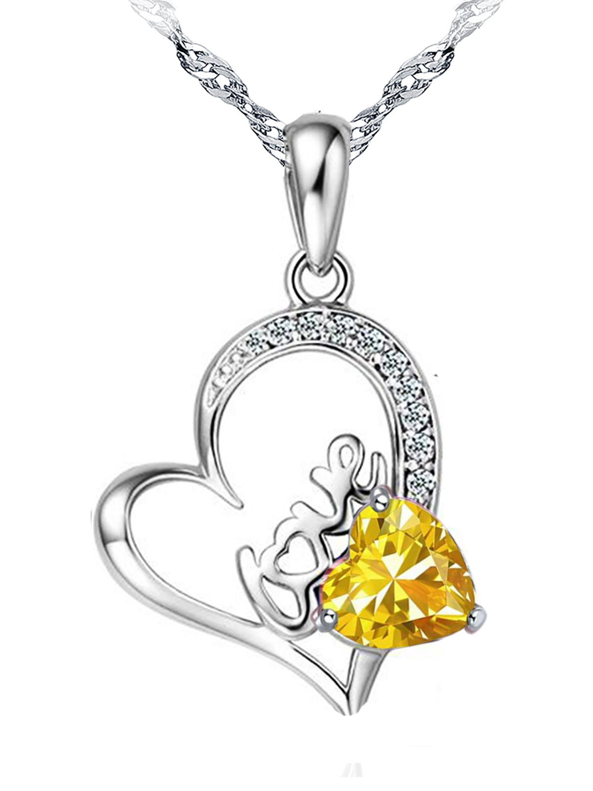 14K Gold Plated Forever Lover Heart Pendant Necklace For Women