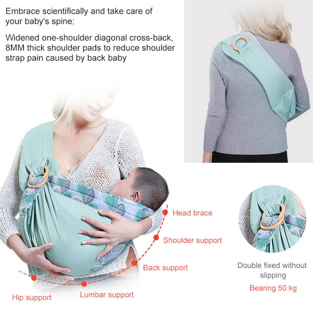 4 in 1 Baby Wrap Ergo Carrier Sling, Infant Breathable Cuddle Up Carrier Wrap, Blue