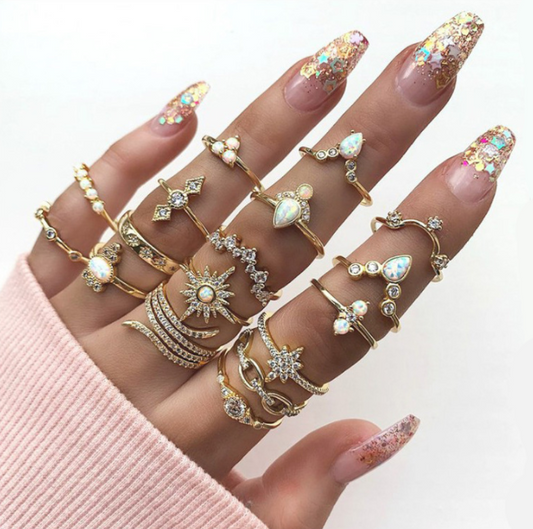 17 PCS Knuckle Stacking Rings for Women