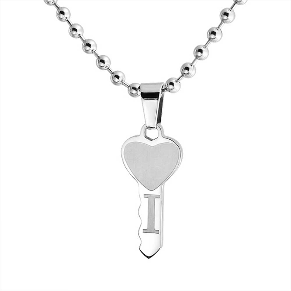 I Love You Couples 3PC Puzzle Heart Interlocking Key Pendant Necklace