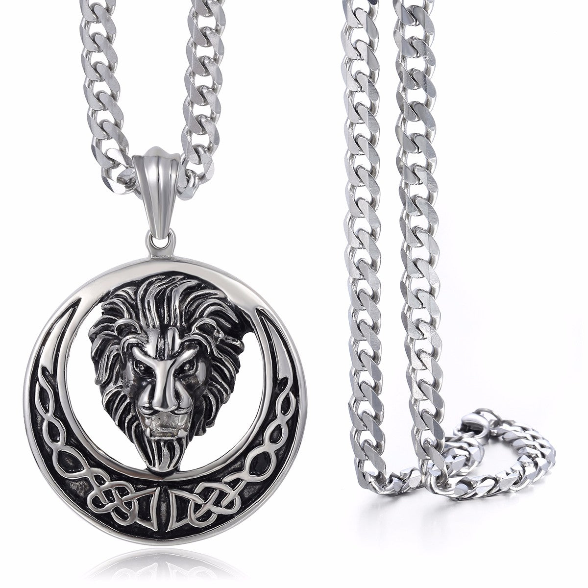 Stainless Steel Lion Pendant Necklace for Men