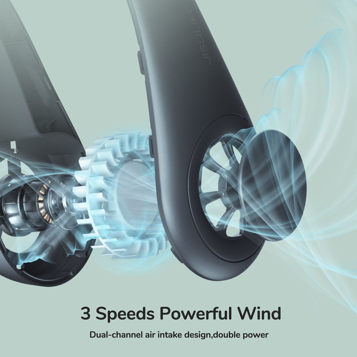 Portable Neck Fan, 4000 mAh Battery Powered Bladeless  w/ 3 Speeds