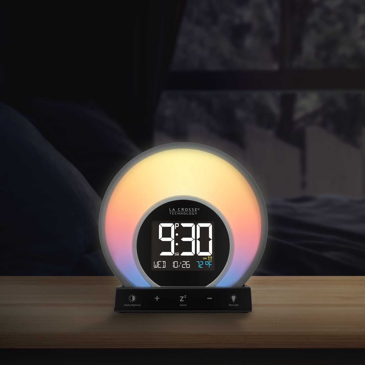 Sunrise Black LCD Alarm Clock with Temp. and USB Port