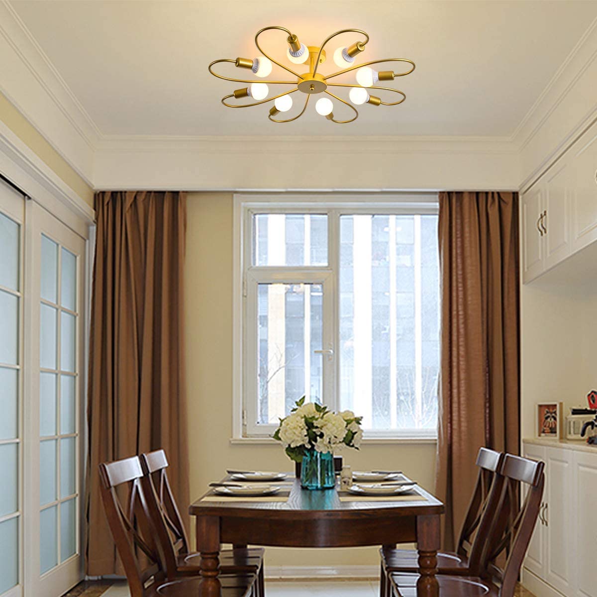 Modern 8-Light Ceiling Light Fixture Sputnik Chandelier