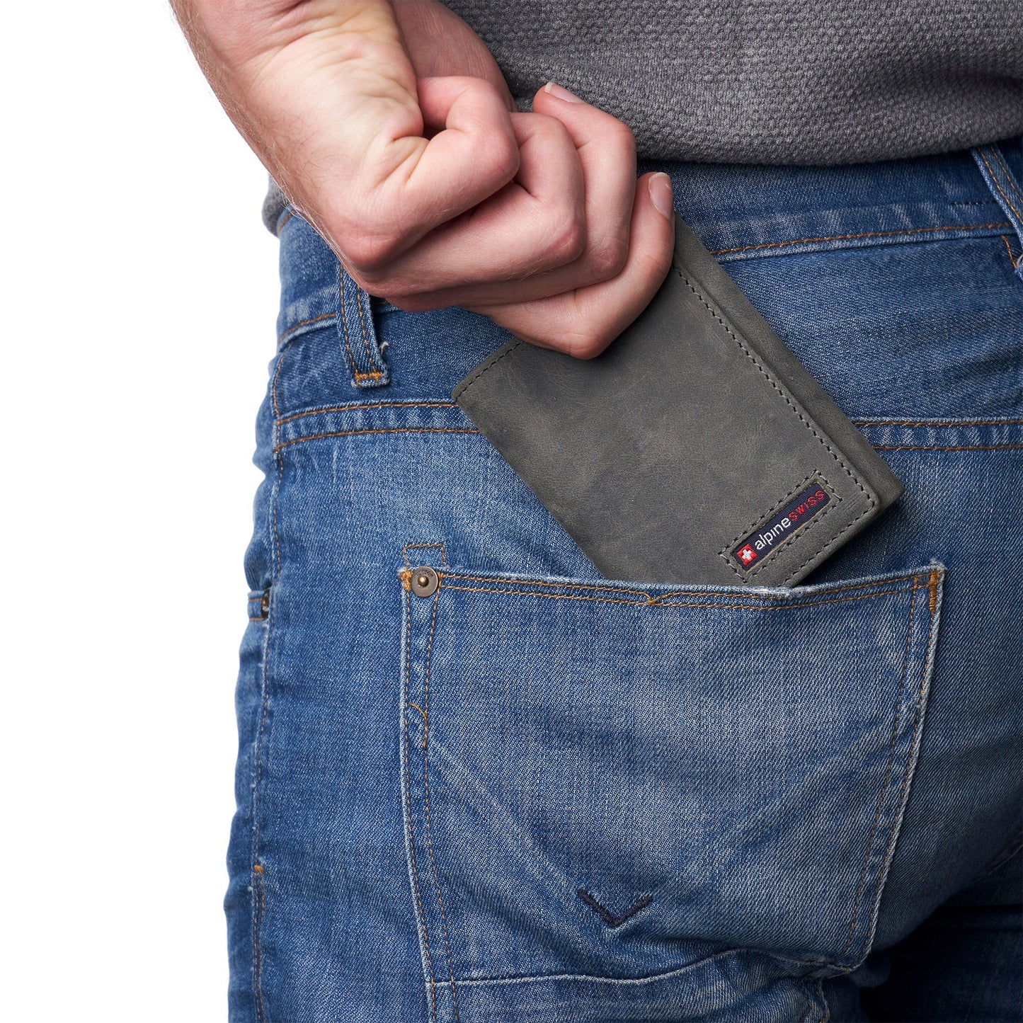 Mens RFID Protected Trifold Genuine Leather Wallet ID Window