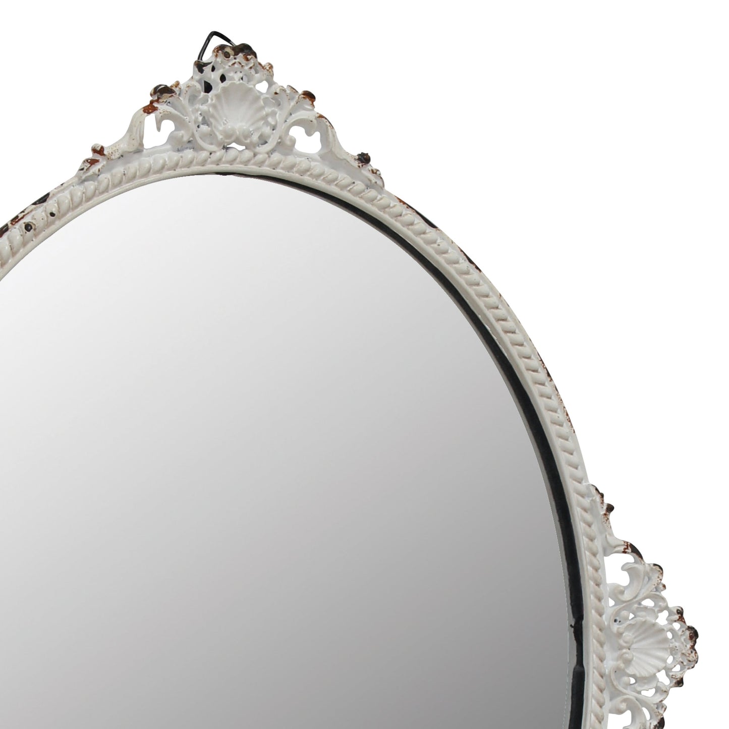 11.6" x 10" Off-White French Country Metal Accent Mirror Wall Decor