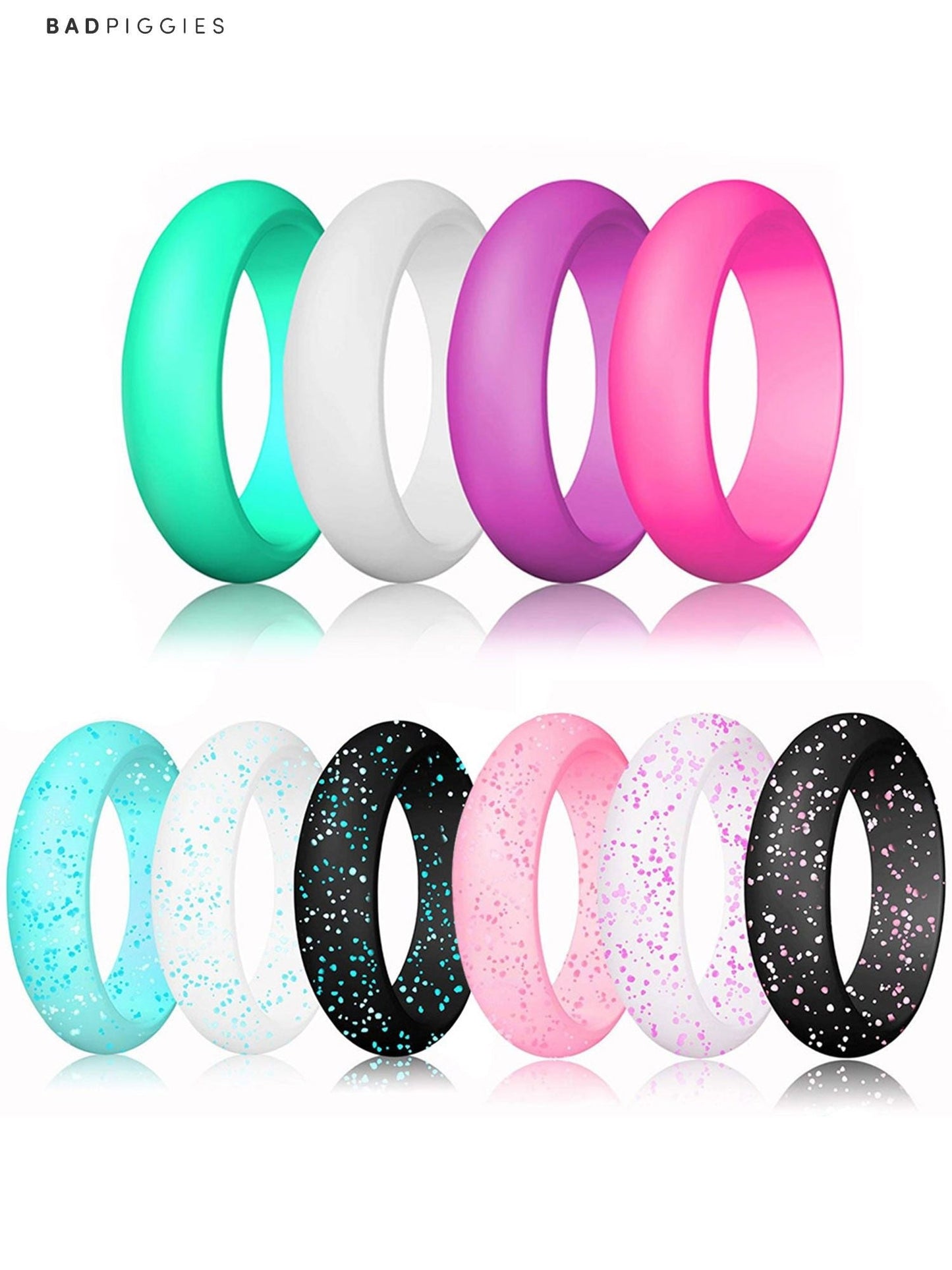 10Pcs Women Silicone Wedding Band/ Engagement Rings Set