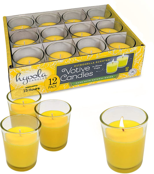 15 Hour Citronella Scented Votive Candles - Bug Repellant