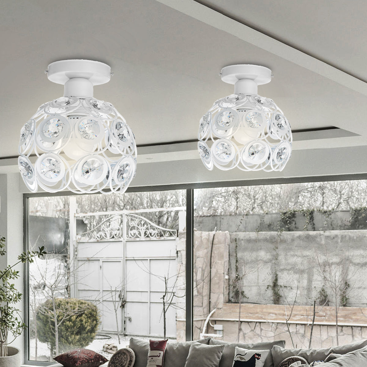 Semi Flush Mount Ceiling Light Fixtures, E27 Base Pendant Light