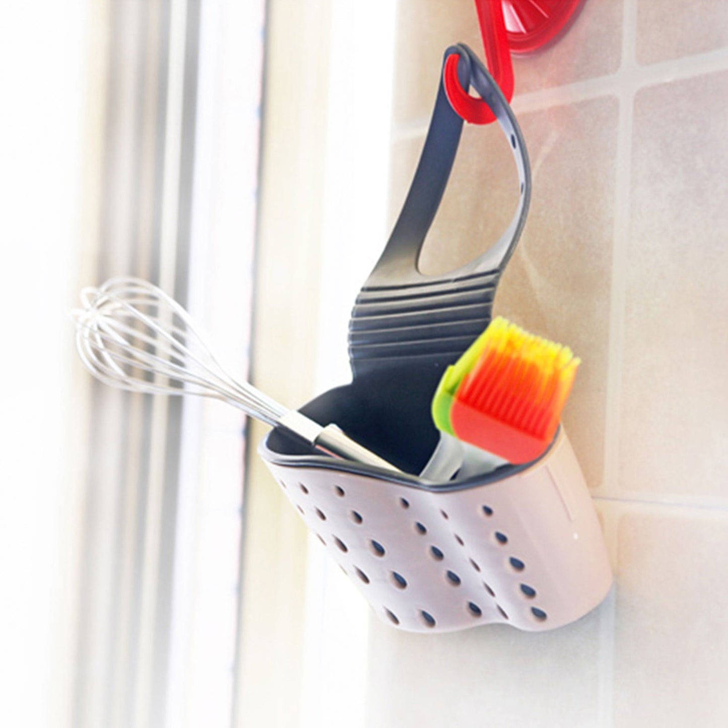 Adjustable Rubber Sink Caddy Kitchen Hanging Sponge Holder