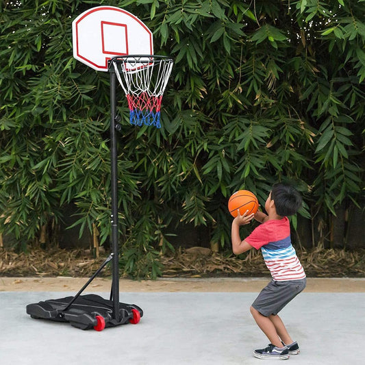 Basketball Hoop For Kids - Portable / Height Adjustable (6.5ft - 8ft) w/ Wheels