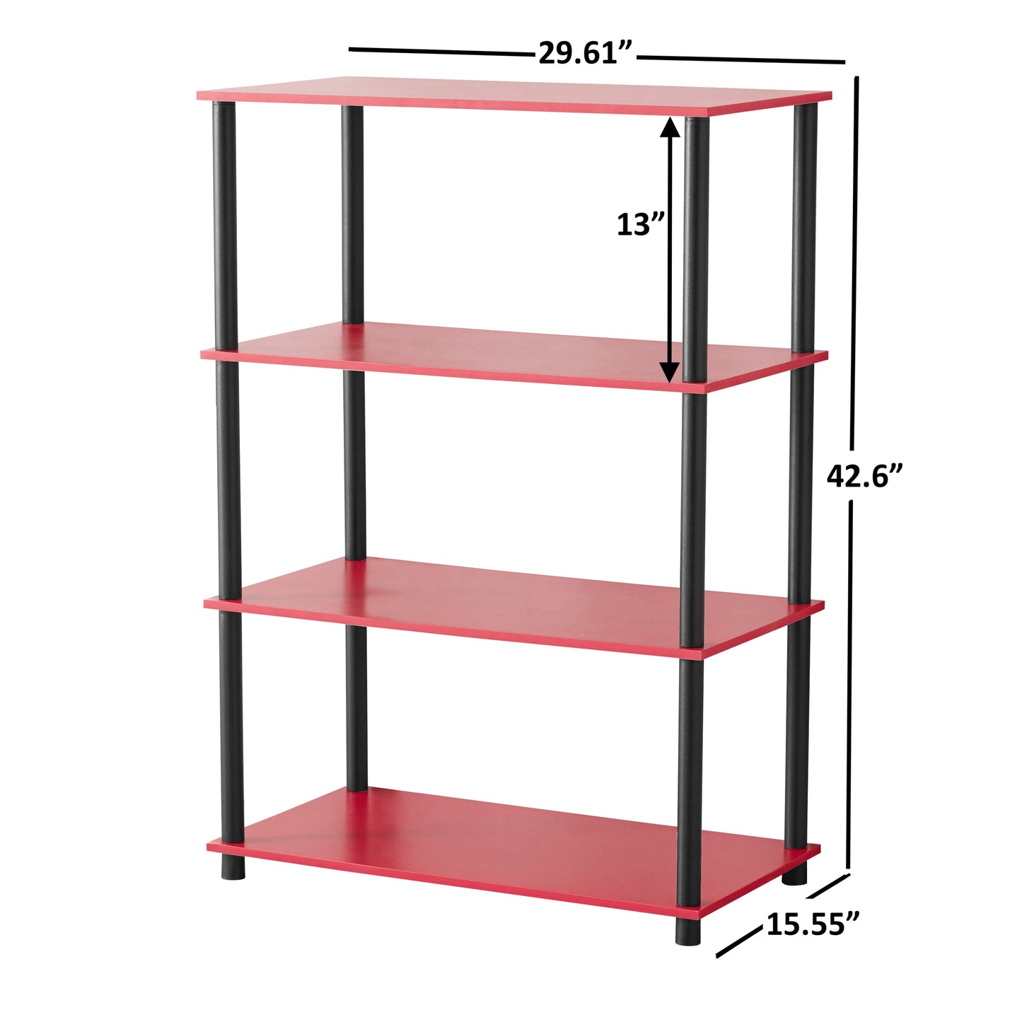 No Tools 4-Shelf Storage Bookshelf