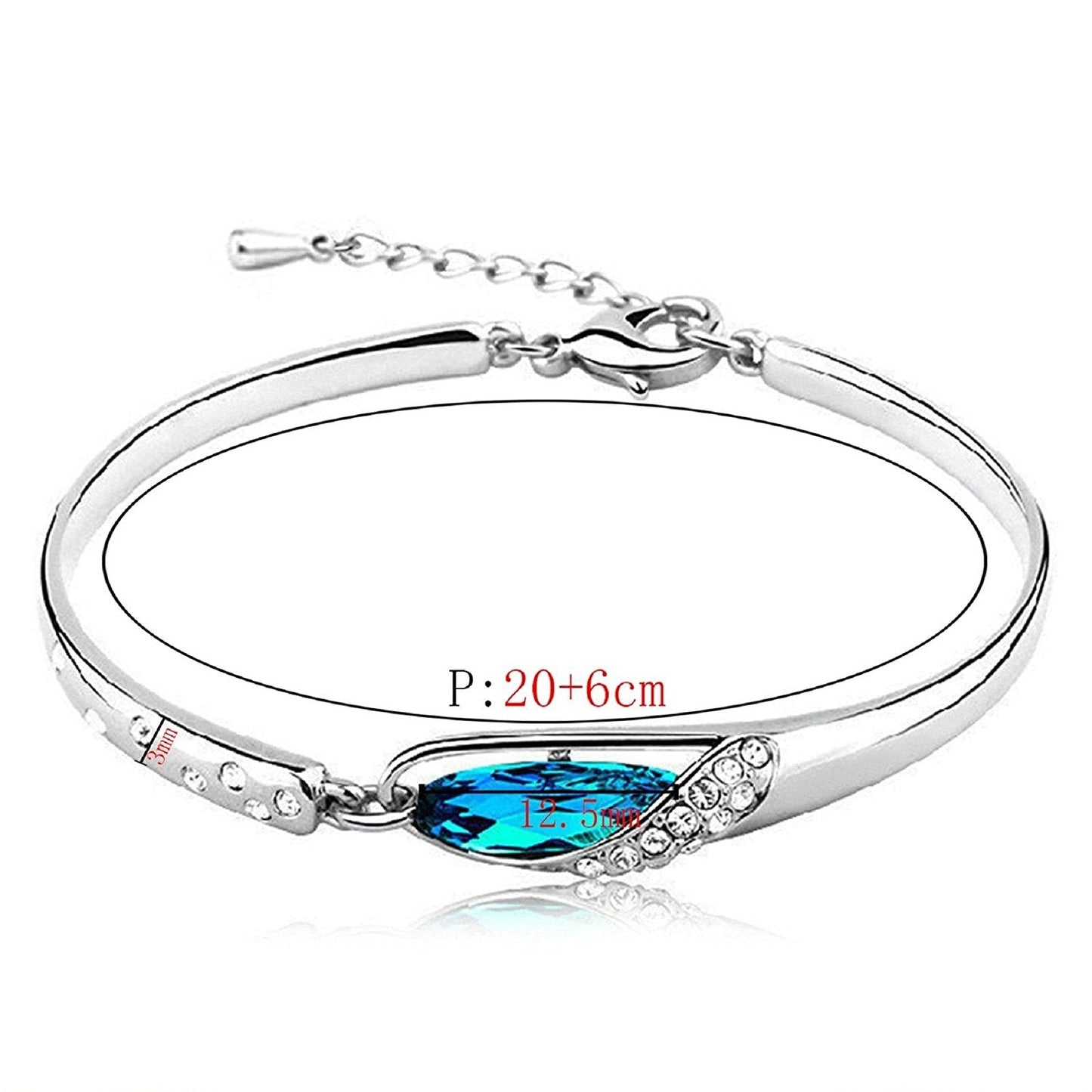 925 Sterling Silver Bracelet Crystal Bangle Rhinestone