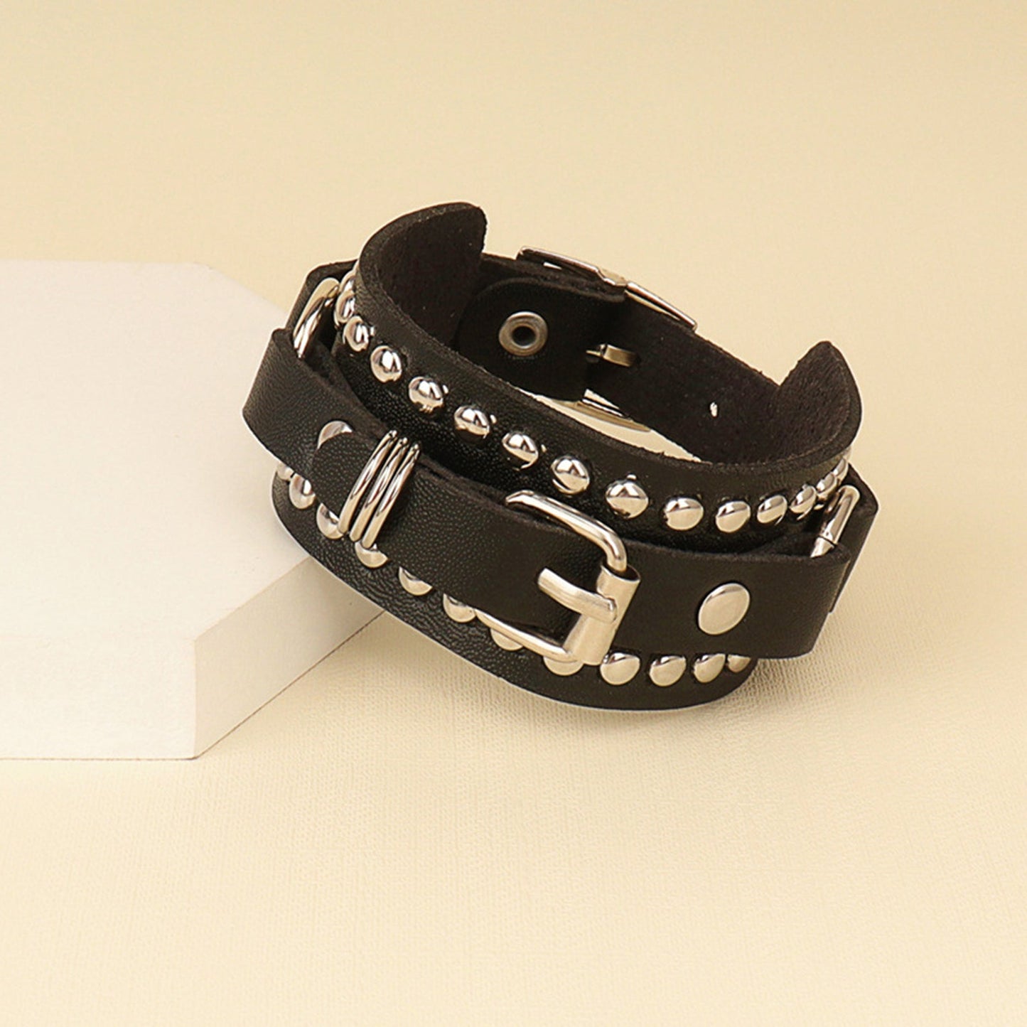 Punk Rock Cuff Wrap Leather Bracelet  for Men/Women