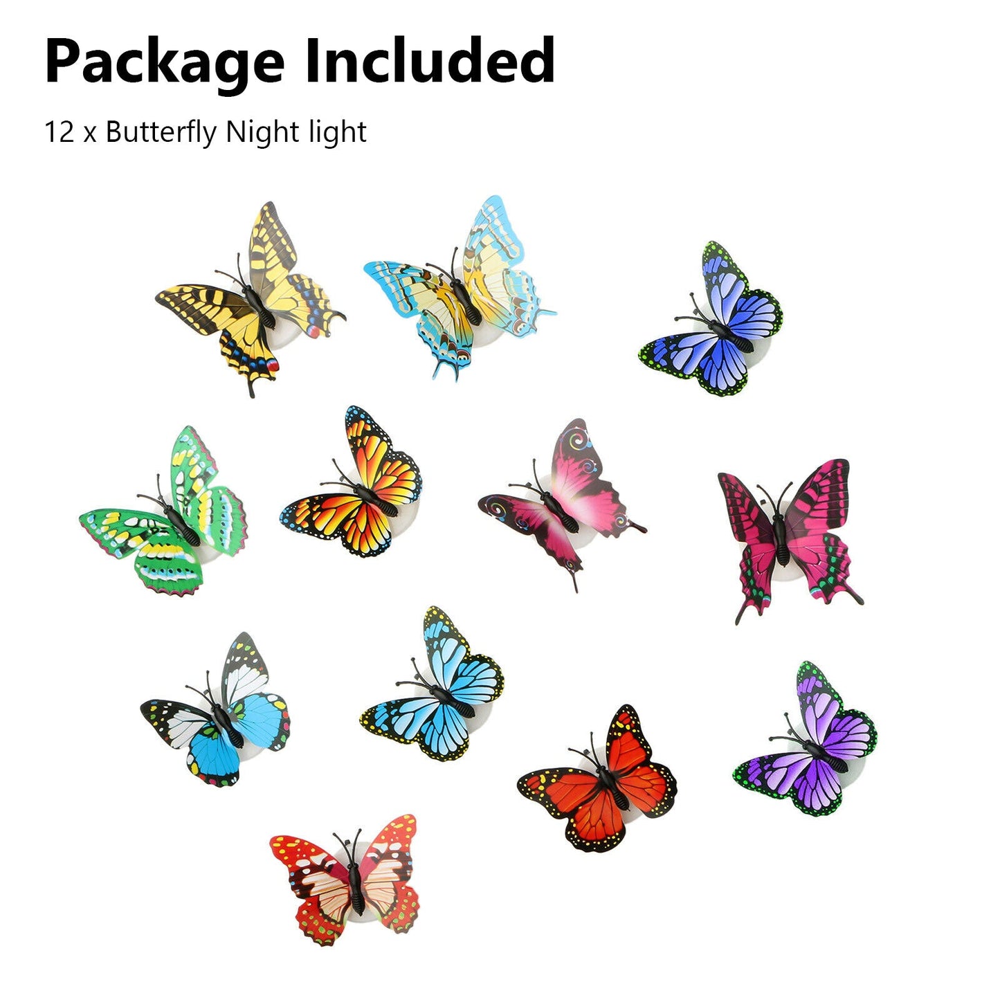 12Pcs Luminous 3D Butterfly Wall Stickers w/ Led Lights