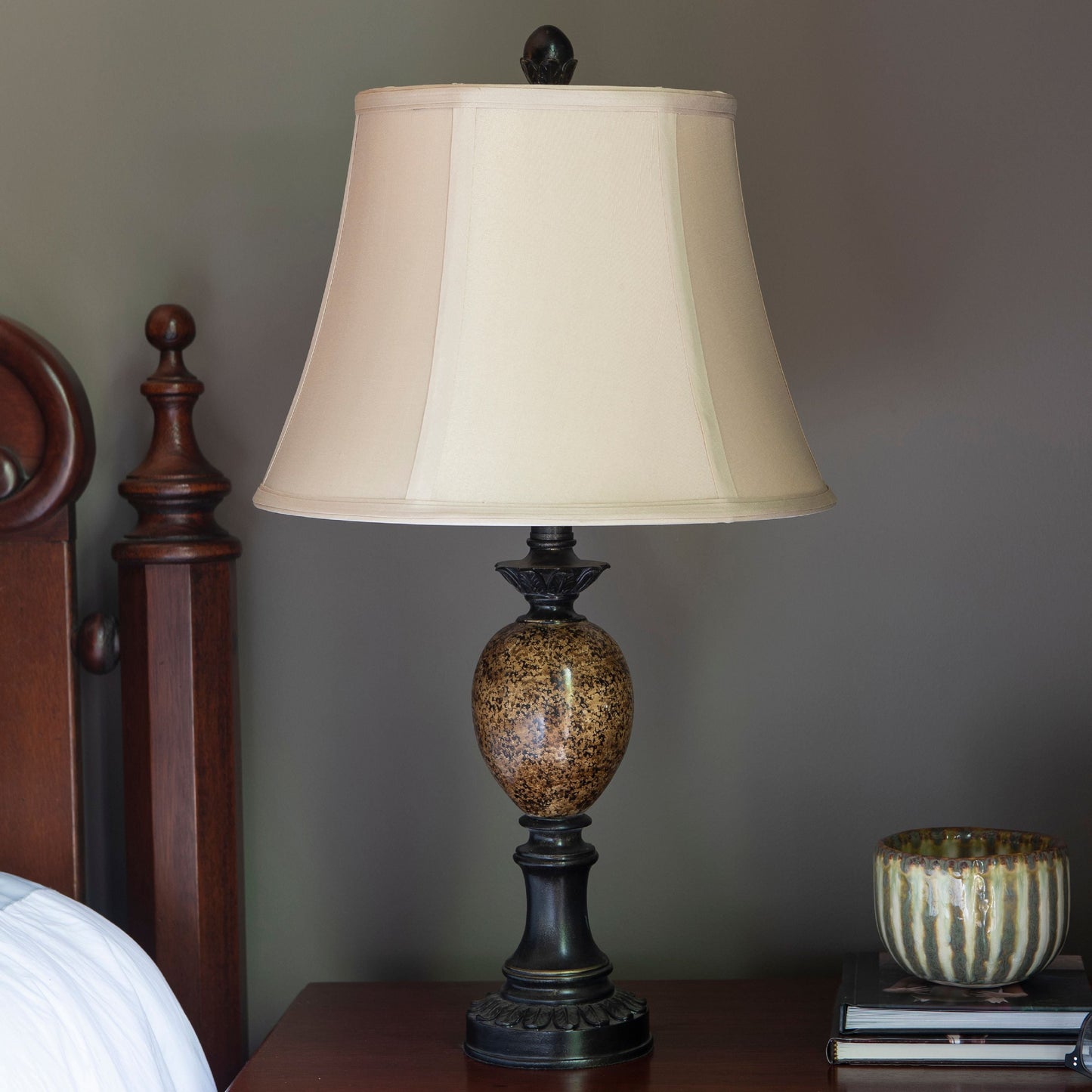Marble Accent Table Lamp, Bronze Finish