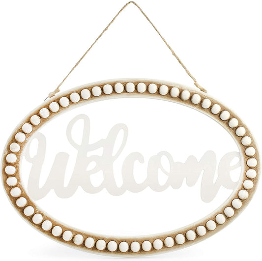 Beaded Wooden Welcome Sign Decoration
