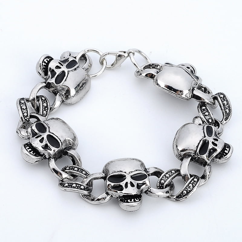 Stainless Steel Biker Punk Skeleton Men's Bracelet