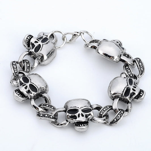 Stainless Steel Biker Punk Skeleton Men's Bracelet