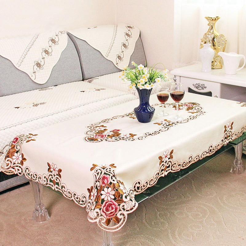 Tablecloth Rectangle/Square  Floral Cutwork Table Linen