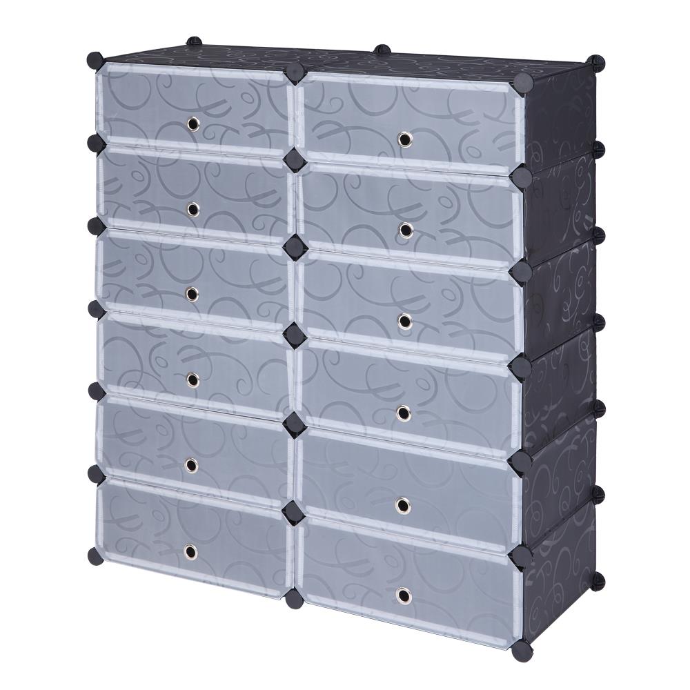 12 Cubes DIY Modular Shoe Storage - 6 Ties 24 Pairs Shoes