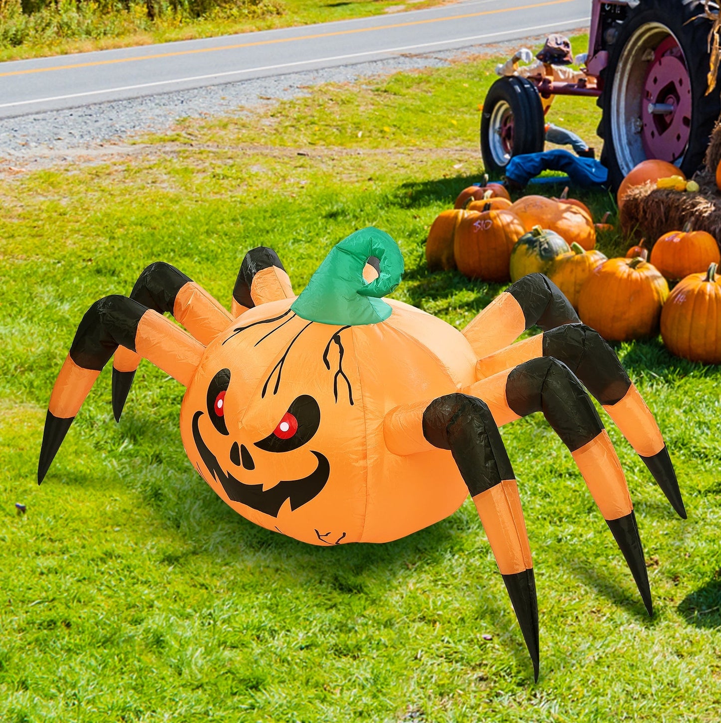 5FT Halloween Inflatables Pumpkin Spider w/ LED, 2 Packs