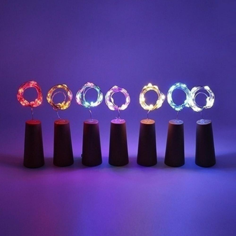 20 LED Wine Bottle Lights w/ Cork 6.5ft Silver Wire